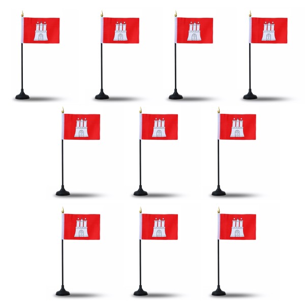 Sonia Originelli Mini Handfahnen Mit Tischständer Fuß 10 Stück Set "Hamburg" EM WM Flaggen Fanartikel