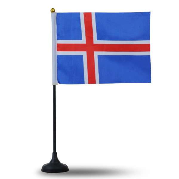 Sonia Originelli Mini Handfahnen Mit Tischständer Fuß 10 Stück Set "Island" Iceland EM WM Flaggen Fanartikel