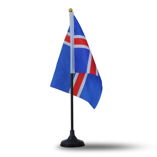 Sonia Originelli Mini Handfahnen Mit Tischständer Fuß 10 Stück Set "Island" Iceland EM WM Flaggen Fanartikel