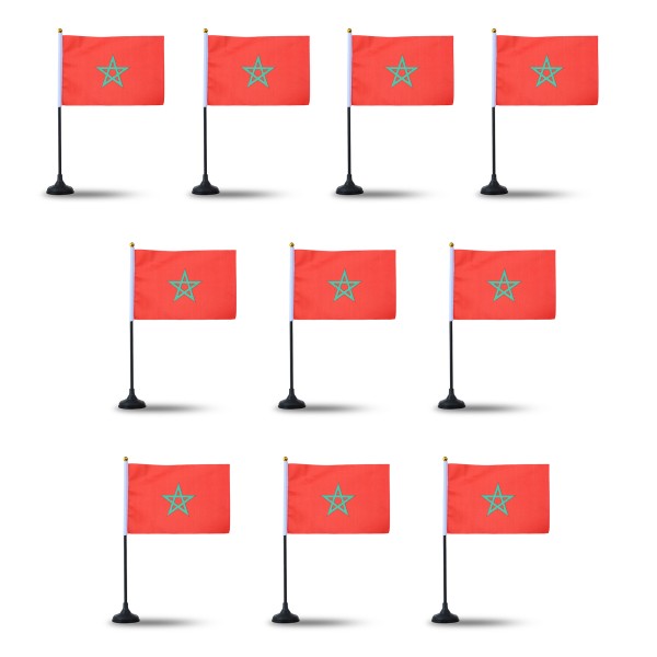 Sonia Originelli Mini Handfahnen mit Tischständer Fuß 10 Stück Set "Marokko" Morocco EM WM Flaggen Fanartikel