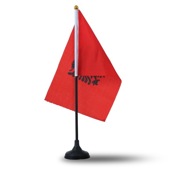 Sonia Originelli Mini Handfahnen Mit Tischständer Fuß 10 Stück Set "Albanien" Albania EM WM Flaggen Fanartikel