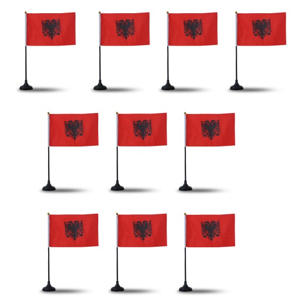 Sonia Originelli Mini Handfahnen Mit Tischständer Fuß 10 Stück Set "Albanien" Albania EM WM Flaggen Fanartikel