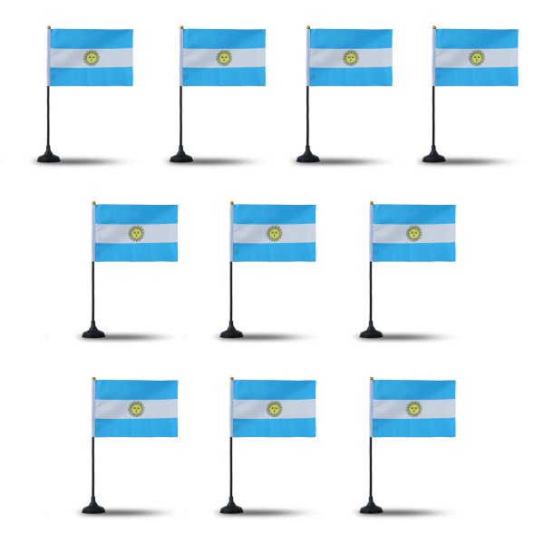 Sonia Originelli Mini Handfahnen Mit Tischständer Fuß 10 Stück Set "Argentinien" Argentina EM WM Flaggen Fanartikel