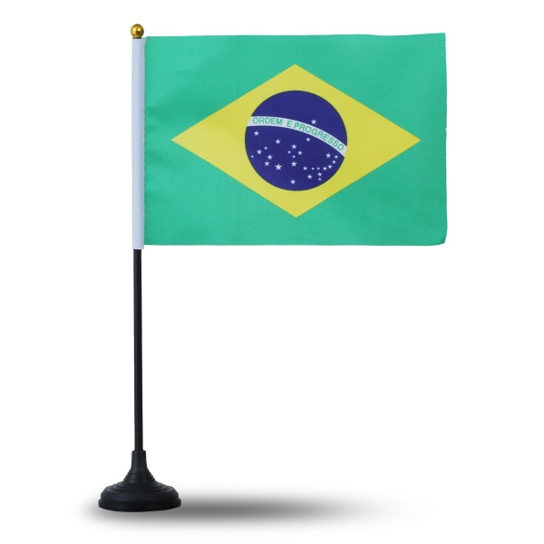 Sonia Originelli Mini Handfahnen Mit Tischständer Fuß 10 Stück Set "Brasilien" Brazil Brasil EM WM Flaggen Fanartikel