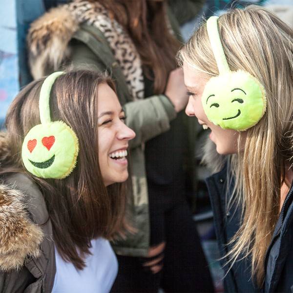 Sonia Originelli Ohrenwärmer Lustiges Gesicht Emoji Samt Gesichter Unisex Handy Winter