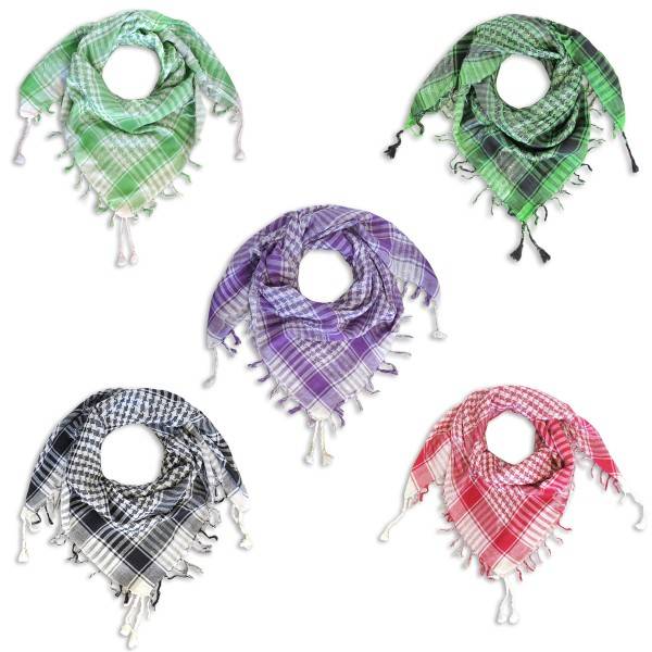 Sonia Originelli Pali Tuch Kariert Fransen Halstuch Baumwolle Silbergarn