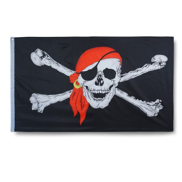 Sonia Originelli Pirat Totenkopf Kopftuch Pirate Skull Fahne Flagge 90 x 150 cm Fanartikel Hissfahne Ösen
