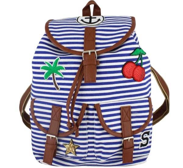 Sonia Originelli Rucksack Maritim Gestreift Mit Patches Anker