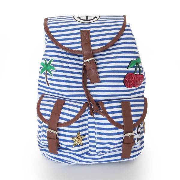 Sonia Originelli Rucksack maritim gestreift mit Patches Anker
