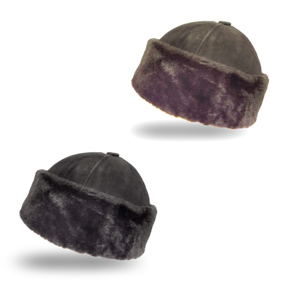 Sonia Originelli Rundmütze Lammfell Winter Umschlag Unisex Schwarz