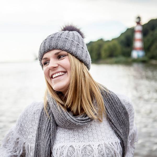 Sonia Originelli Schal Kunstfell Bommel Wolle Polyacryl Meliert Winter