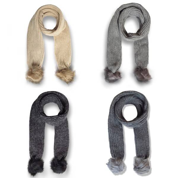 Sonia Originelli Schal Kunstfell Bommel Wolle Polyacryl Meliert Winter