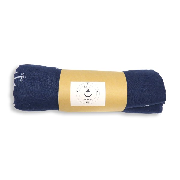 Sonia Originelli Schal Langschal "Anker" Maritim Reliefdruck Fransen Sommer