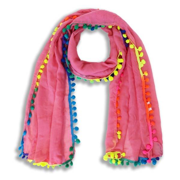 Sonia Originelli Schal Langschal "Bommel" Neon Bunt Sommer