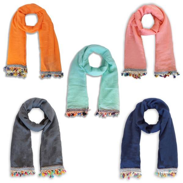 Sonia Originelli Schal Langschal "Fransen" Neon Bunt Sommer