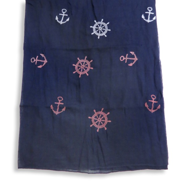 Sonia Originelli Schal Langschal "Maritim" Anker Steuerrad Reliefdruck Fransen Sommer