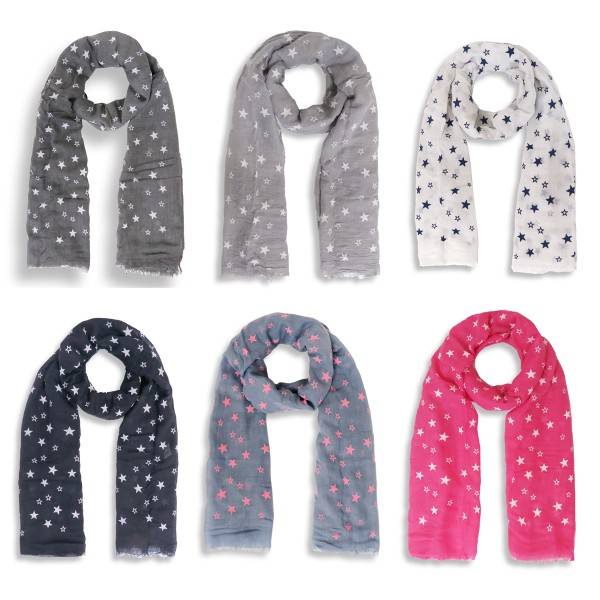 Sonia Originelli Schal Langschal "Sterne" Reliefdruck Fransen Sommer