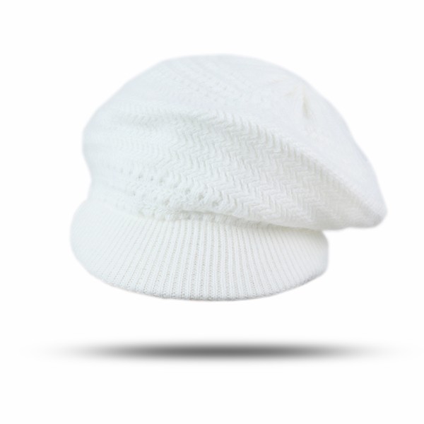 Sonia Originelli Schirmmütze Angorawolle Schlicht Weiss Gestrickt