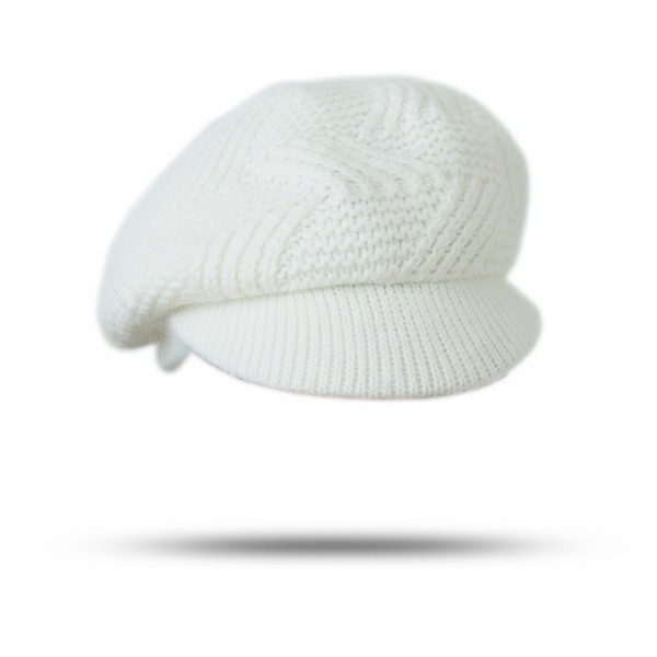 Sonia Originelli Schirmmütze Angorawolle Schlicht Weiss Gestrickt