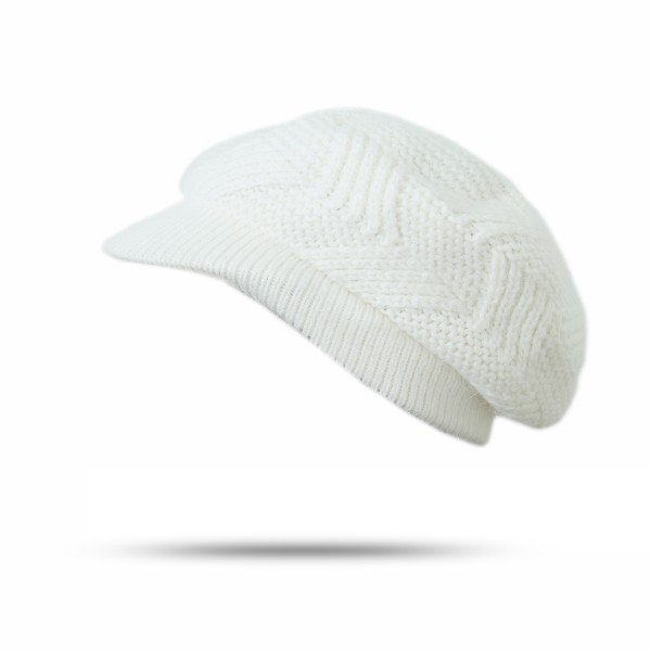 Sonia Originelli Schirmmütze Angorawolle schlicht weiss gestrickt