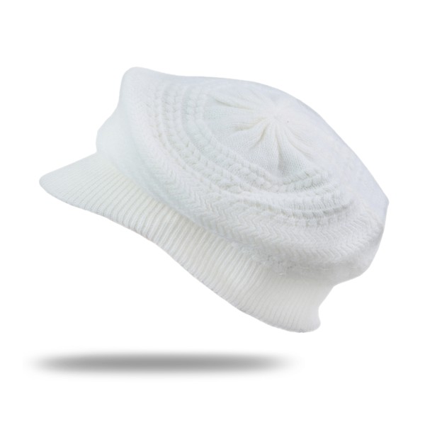 Sonia Originelli Schirmmütze Angorawolle schlicht weiss gestrickt