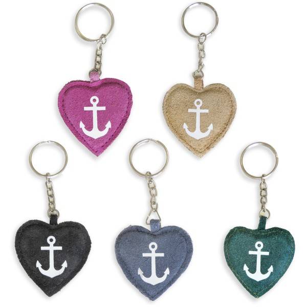 Sonia Originelli Schlüsselanhänger "Anker Im Herz" Leder Anhänger Ring Wildleder