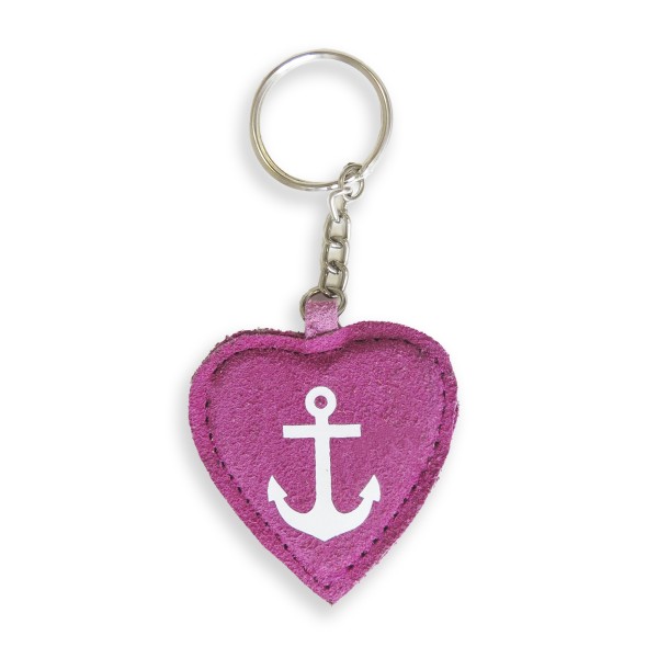 Sonia Originelli Schlüsselanhänger "Anker im Herz" Leder Anhänger Ring Wildleder