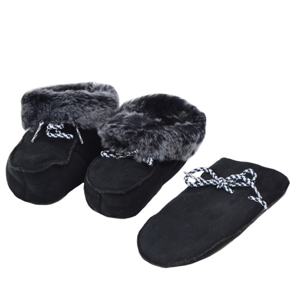 Sonia Originelli SET Baby Kleinkinder Hausschuhe Fäustel "Wölckchen" Lammfell Leder