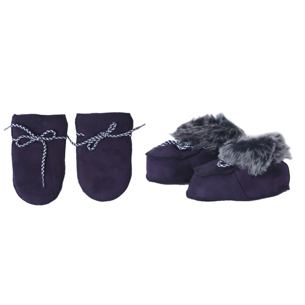 Sonia Originelli SET Baby Kleinkinder Hausschuhe Fäustel "Wölckchen" Lammfell Leder