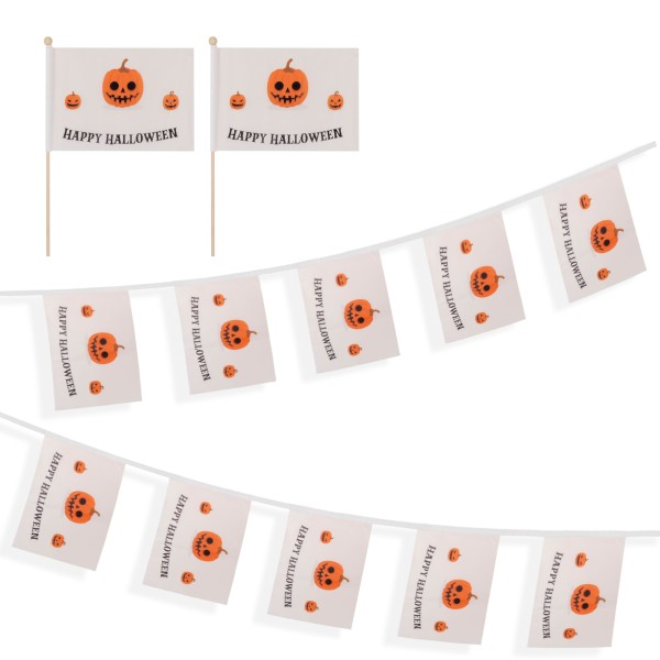 Sonia Originelli Set Fahnengirlande und Tischfähnchen "Happy Halloween" Partydekoration
