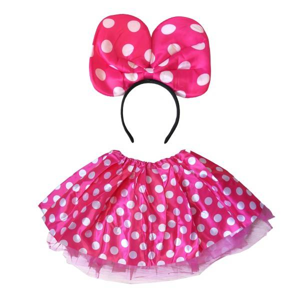 Sonia Originelli SET "Maus" Rock und Haarreif Pink Punkte Ohren Rock Fasching Karneval Kostüm