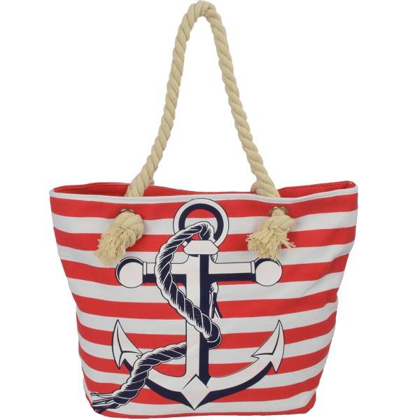 Sonia Originelli Shopper Blockstreifen Anker Mit Seil Kordeln Strandtasche Canvas