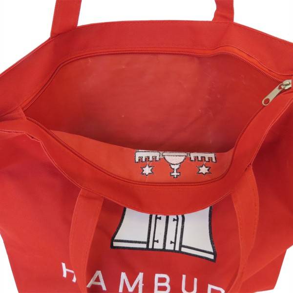 Sonia Originelli Shopper Hamburg Bestickung Tragetasche Einkaufsbeutel Rot