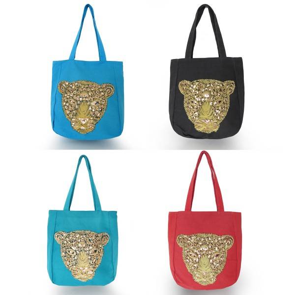 Sonia Originelli Shopper Pailetten "Löwe" Canvas Trend Dschungel