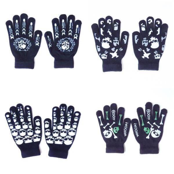 Sonia Originelli Sortiment 12 Paar Strickhandschuhe Halloween Druck Totenkopf Knochen Unisex