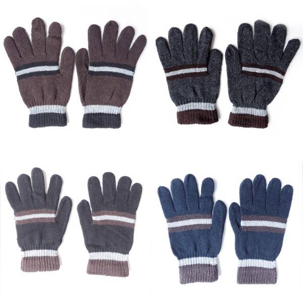 Sonia Originelli Sortiment 12 Paar Strickhandschuhe Herren Finger Winter Streifen Unisex