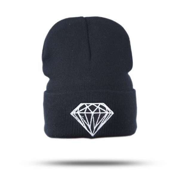 Sonia Originelli Statement Mütze "Diamant" Beanie Strick Unisex Schwarz