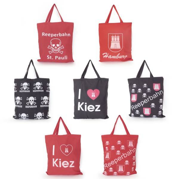 Sonia Originelli Stoffbeutel 2er Set "Hamburg" Reeperbahn St. Pauli Einkaufsbeutel