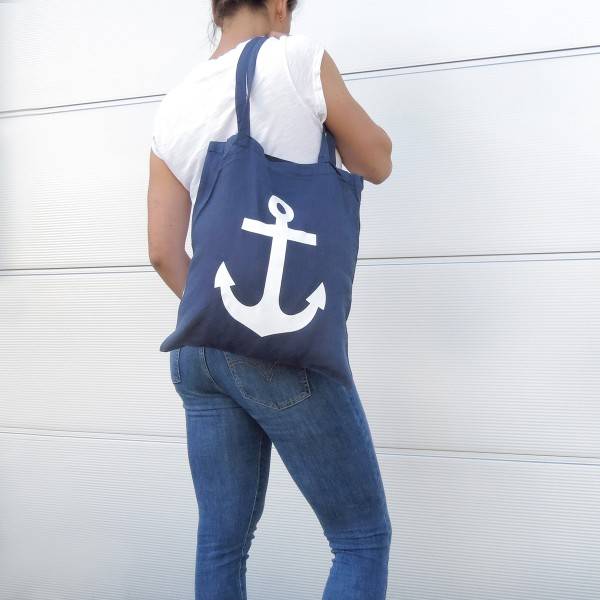 Sonia Originelli Stoffbeutel Anker 2er Set Einkaufsbeutel Lange Henkel