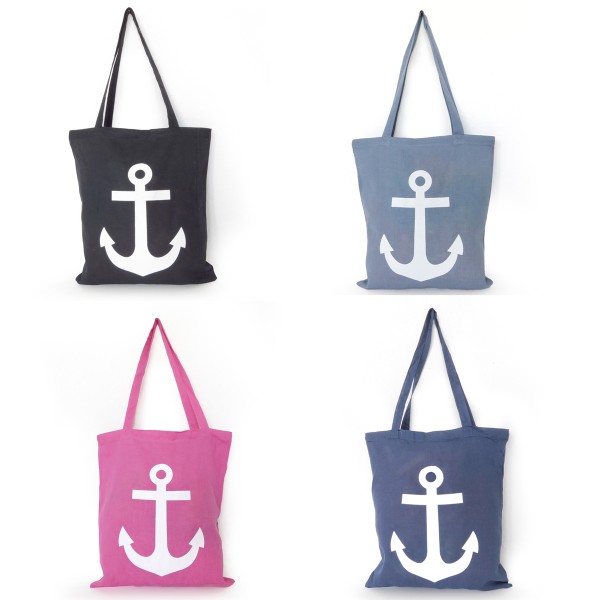 Sonia Originelli Stoffbeutel Anker 2er Set Einkaufsbeutel Lange Henkel