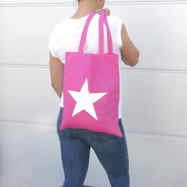 Sonia Originelli Stoffbeutel Stern 2er Set Einkaufsbeutel Tasche Lange Henkel