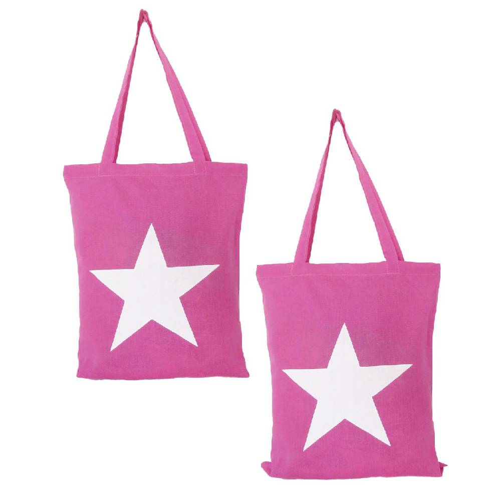Sonia Originelli Stoffbeutel Stern 2er Set Einkaufsbeutel Tasche Lange Henkel