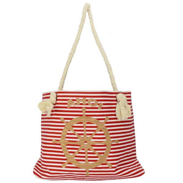 Sonia Originelli Strandtasche "Ahoi" mit Steuerrad klassisch maritim gestreift