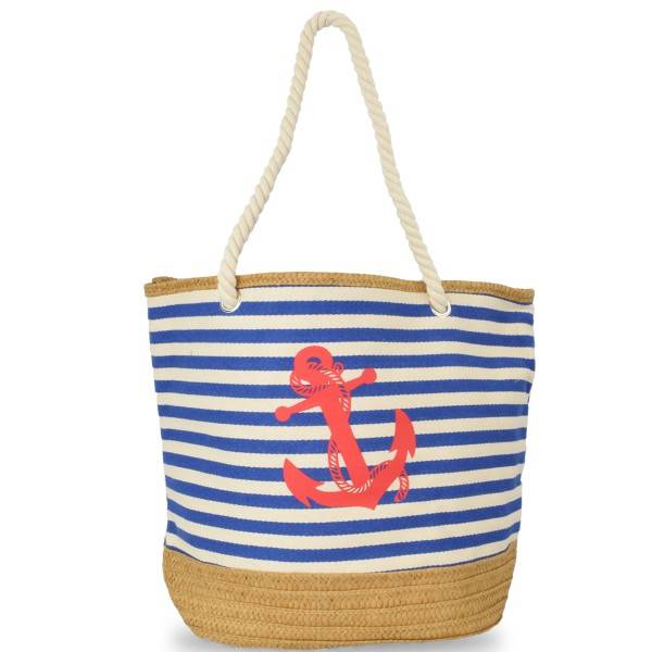 Sonia Originelli Strandtasche Beachbag Shopper Anker Maritim Streifen
