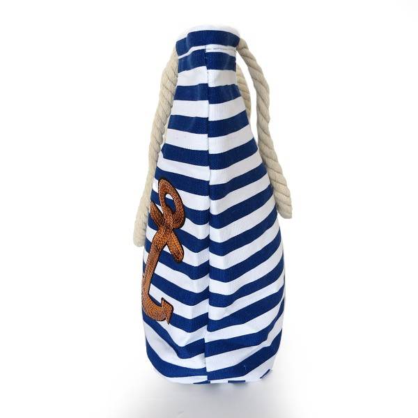 Sonia Originelli Strandtasche Maritim Gestreift Mit Patch Aufnähern "Sankt Peter-Ording"