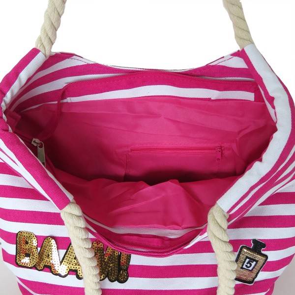 Sonia Originelli Strandtasche Maritim Gestreift Mit Patch Aufnähern BAAM!