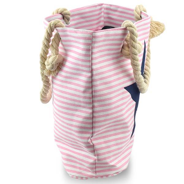 Sonia Originelli Strandtasche Maritim Gestreift Sternprint Seilkordel Reißverschluss Shopper