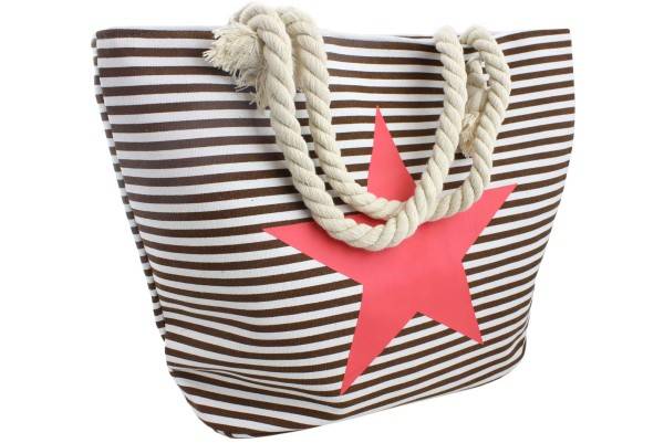 Sonia Originelli Strandtasche Maritim Gestreift Sternprint Seilkordeln Shopper