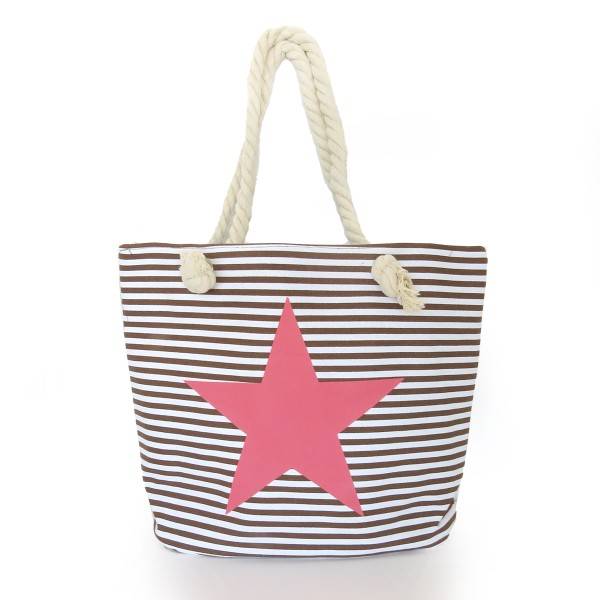 Sonia Originelli Strandtasche maritim gestreift Sternprint Seilkordeln Shopper