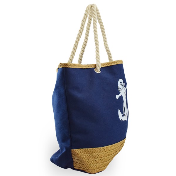 Sonia Originelli Strandtasche Shopper Anker Uni Bast Maritim Gestreift Seilkordel